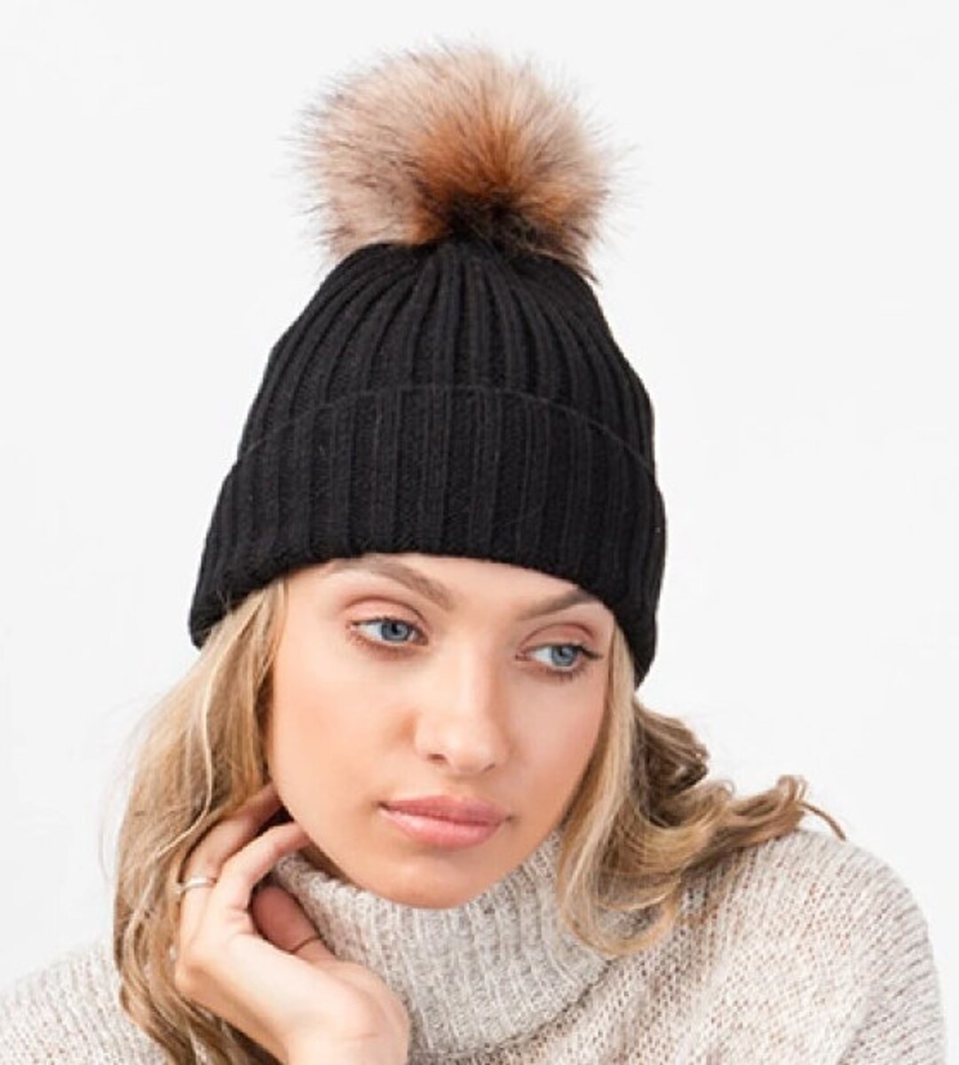 ladies black beanie