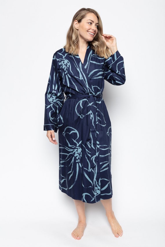 Ladies Navy Blue Floral Print Dressing 