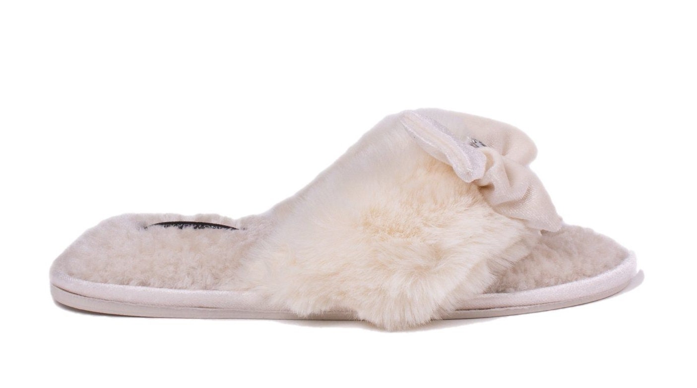 Ladies Womens Cream Elegant and Soft Slider Slipper With Toe - Etsy UK