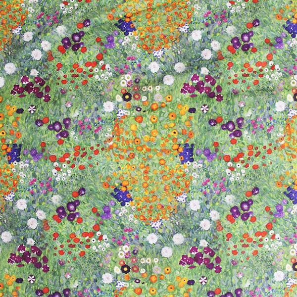 Flower Garden - Impressionist Design Inspired by Claude Monet - Fabric 100% Cotton 59" - 150 cm Wide - Craft Fabric by The Metre (10078)