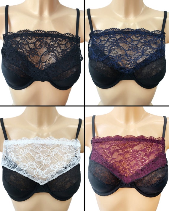 Modesty Panel Lace Bra Insert Instant Camisole Cleavage Cover Black Navy  White Purple -  Norway