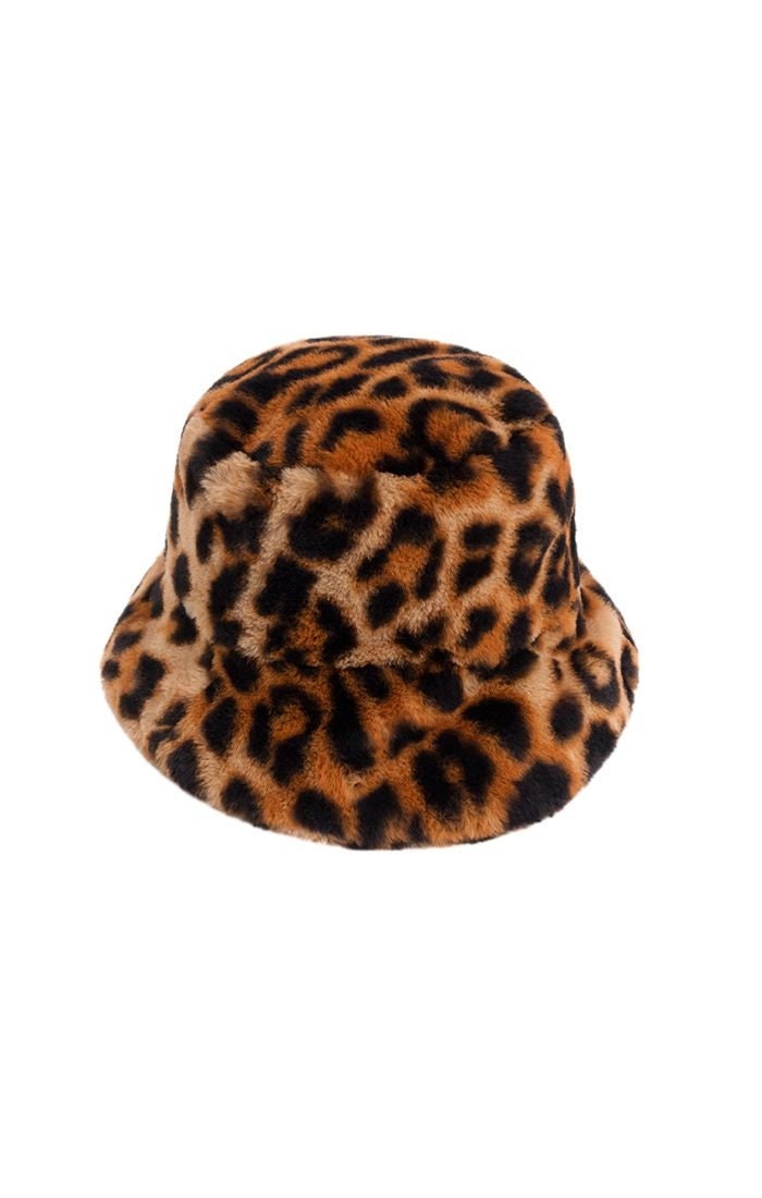 Ladies Womens Hat Brown Leopard Print 