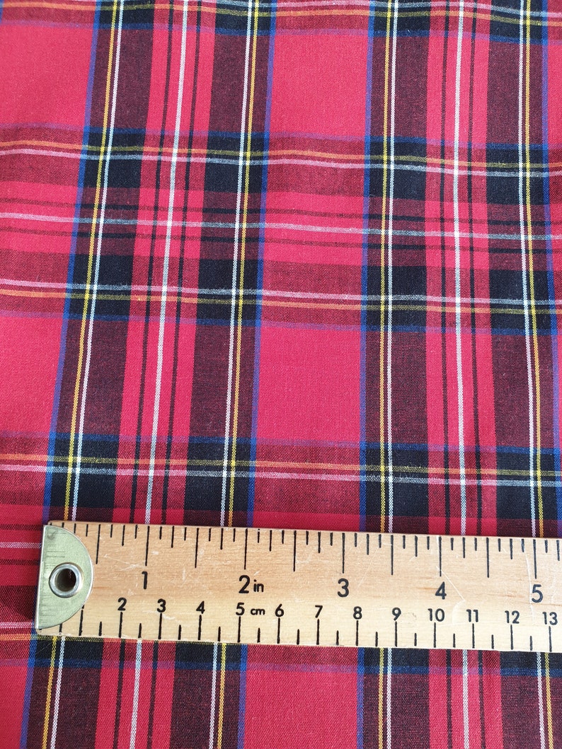 Cotton Fabric Red Tartan Check Craft Fabric Material Metre image 3