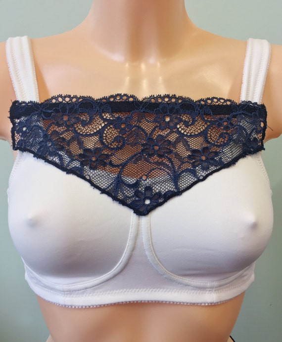 Modesty Panel Blue Lace Bra Insert Instant Camisole chest Cover Up