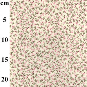 Cotton Fabric - Pink Ditsy Floral Print on Cream - Craft Fabric Material Metre