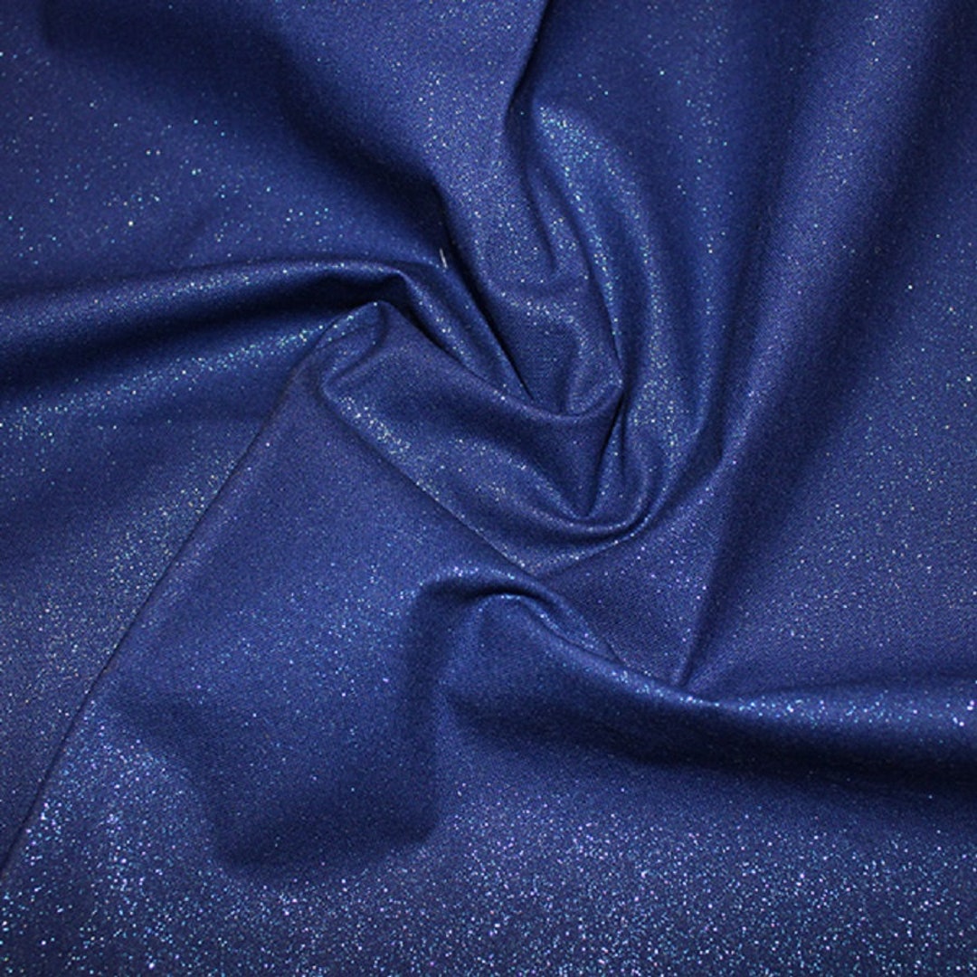 Cotton Sparkle Blender Fabric Navy Blue Silver Glitter Craft