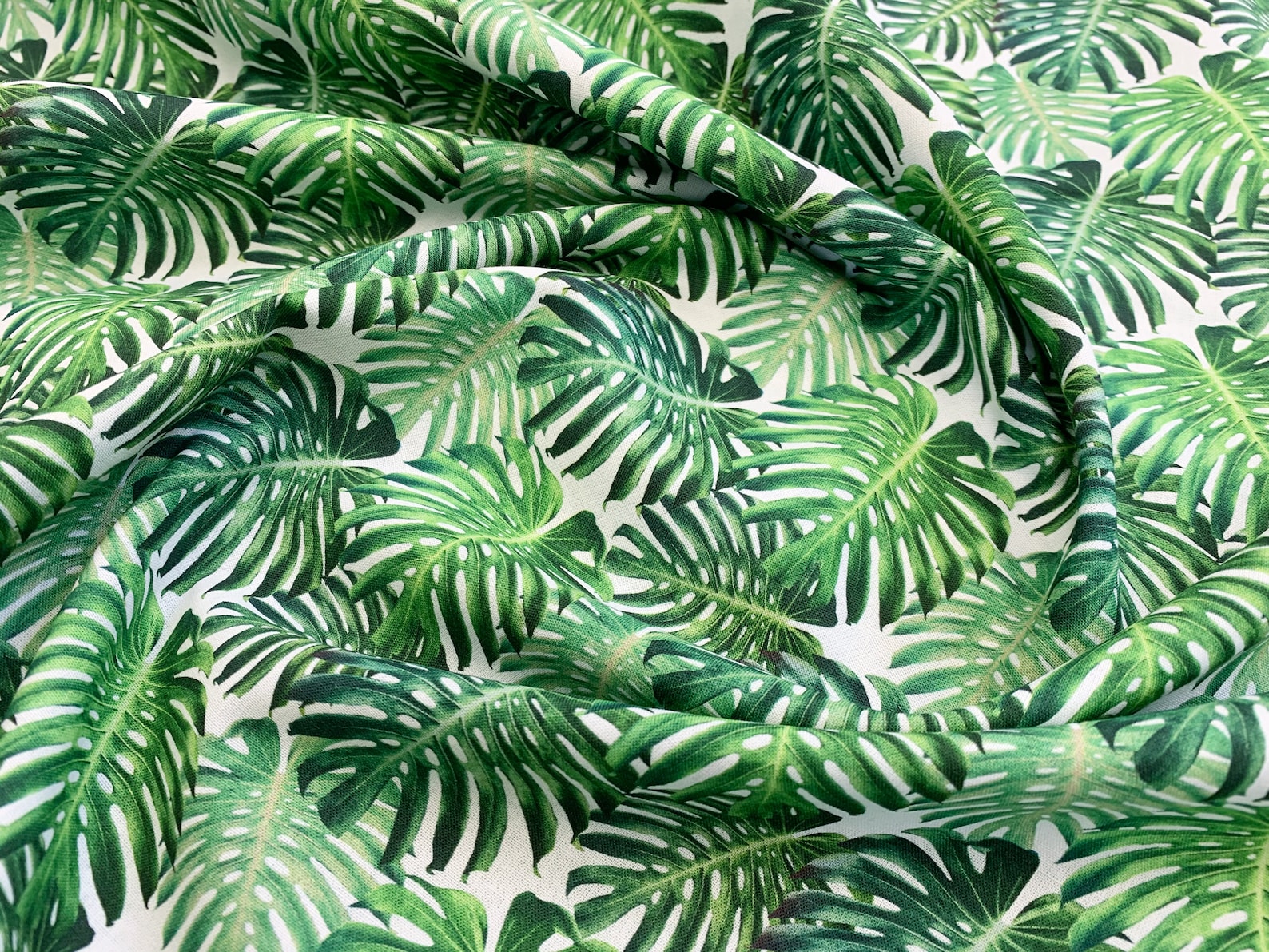 Cotton Fabric Green Palm Leaf Print Craft Fabric Material | Etsy