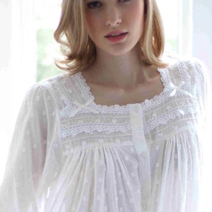 100% Cotton Victorian Style White Cotton Nightdress / Housecoat by Cottonreal Jay image 2