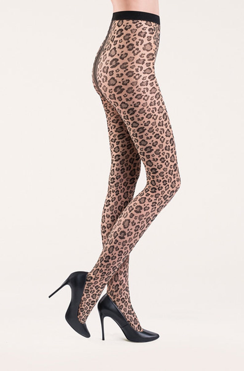 Ladies Black Animal Print Tights Pantyhose Patterned Tights Etsy