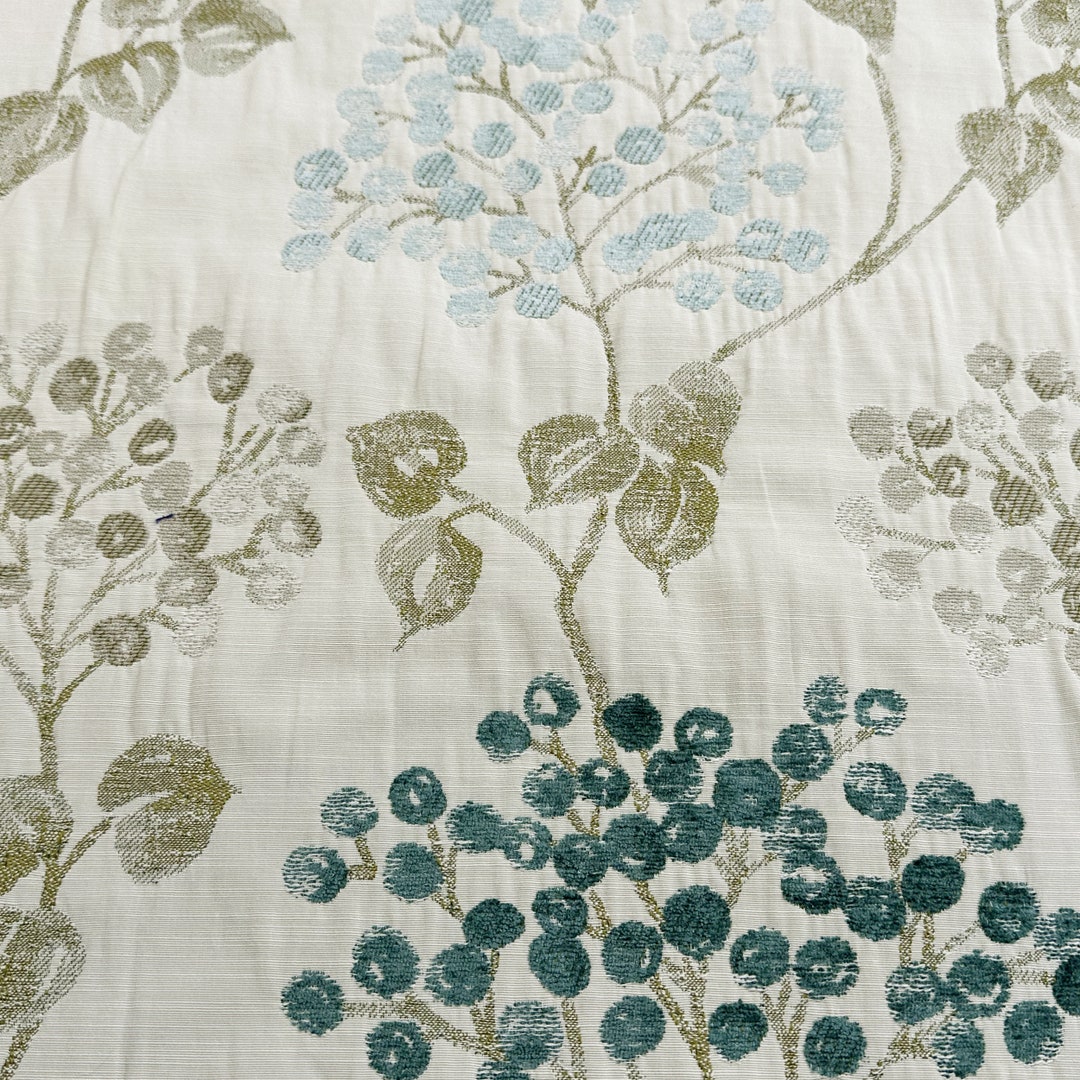 Upholstery Fabric 'blossom' Duck Egg Blue Floral Design Curtain Cushion
