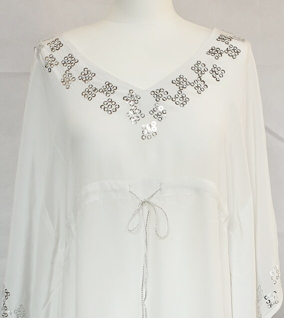 100% Silk Ivory Kaftan Beach Cover up 