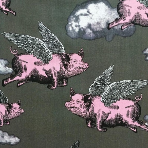 Tissu Nutex - Quand les cochons volent - Tissu artisanal pour courtepointe et couture