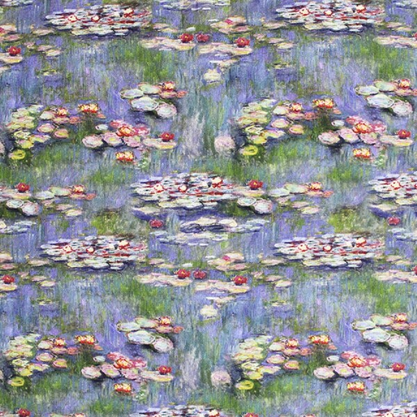 Nénuphars - Design abstrait inspiré de Claude Monet - Tissu 100 % coton 59" - 150 cm de large - Tissu artisanal au mètre (10077)