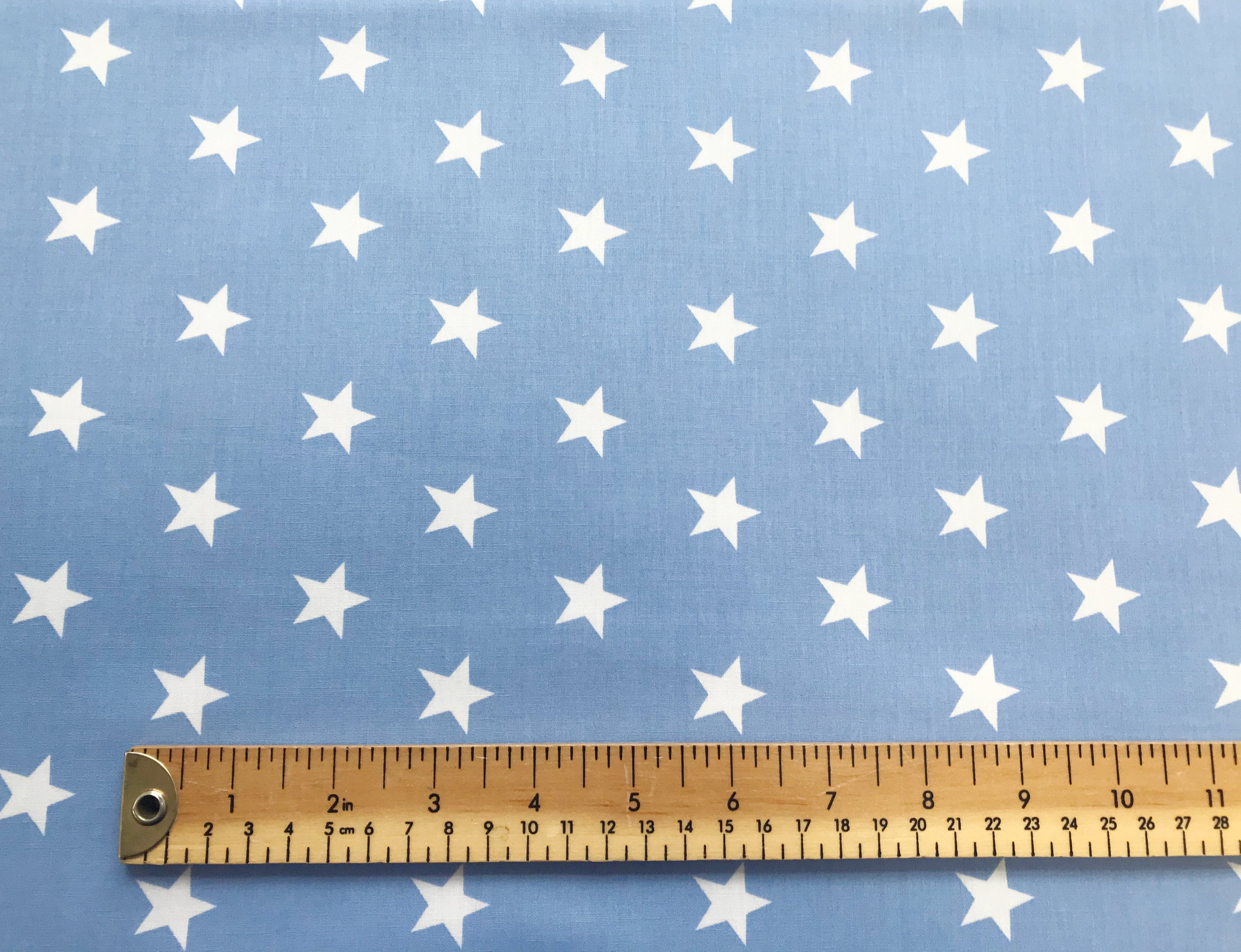 Cotton Fabric White Star on Pale Blue Craft Fabric Etsy