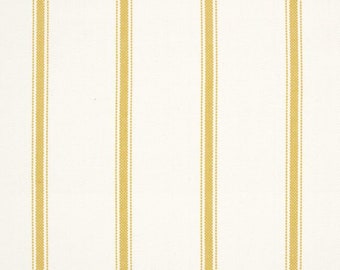 Upholstery Fabric - Romo Sunflower Yellow & White Ticking Stripe Cotton Canvas Curtain Cushion Blind Fabric