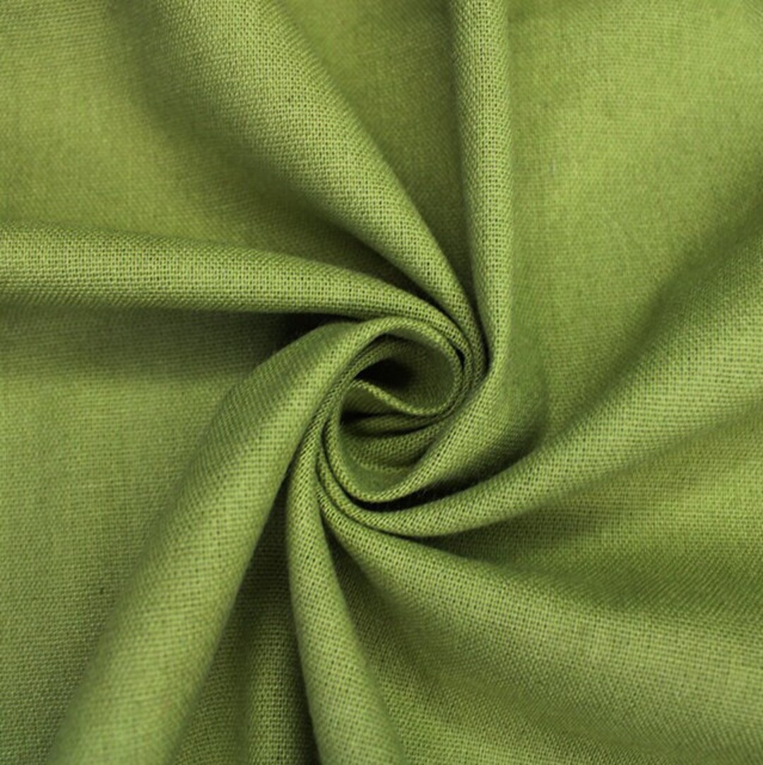 Linen Mix Fabric Olive Green Plain Craft Fabric Material by the Metre