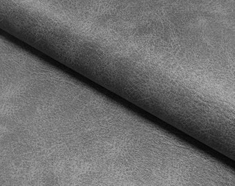 Upholstery Fabric - Faux Leather Leatherette Marble Effect Material - Slate Grey