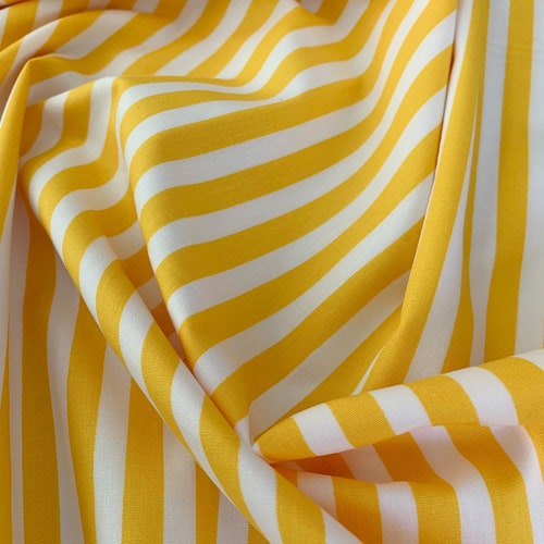 Cotton Fabric Yellow & White Stripe Print Craft Fabric Etsy