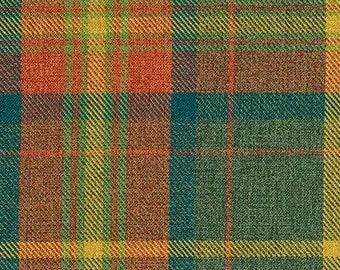 Bekledingsstof Grampian imitatiewol Gordijnkussenmateriaal - Groen Blauw Oranje Geel Tartan Check