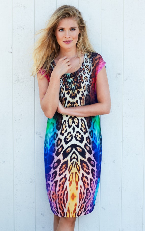 multi coloured animal print dress