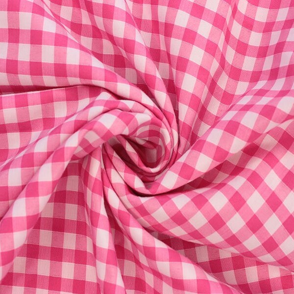 Polycoton 1/4" Vichy Cerise Rose & Blanc Check Craft Tissu Mètre