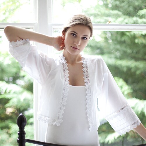 100 Cotton Victorian Style White Cotton Bed Jacket by Etsy