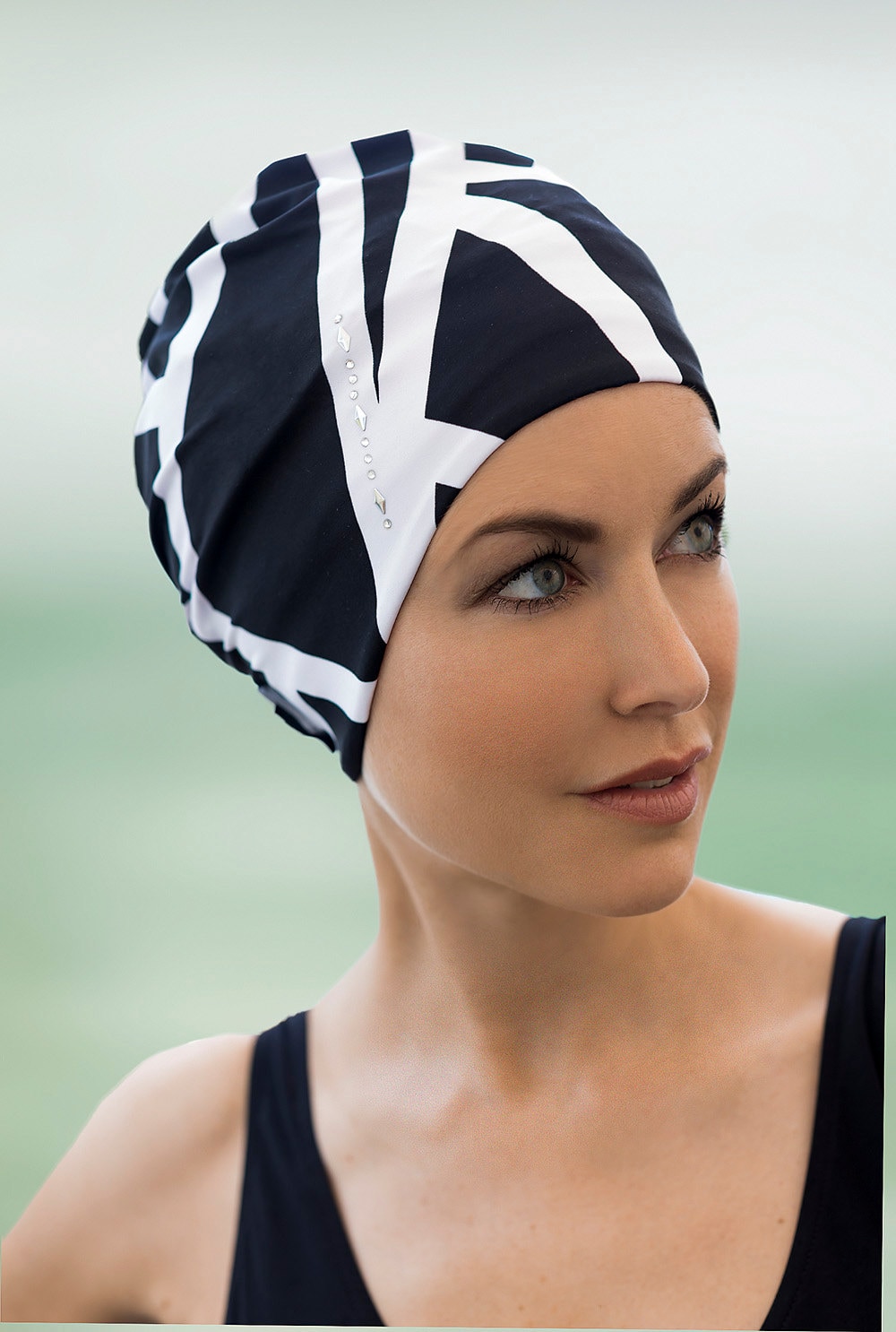 Ladies Swimming Hat Bathing Cap by Fashy Turban Style Black