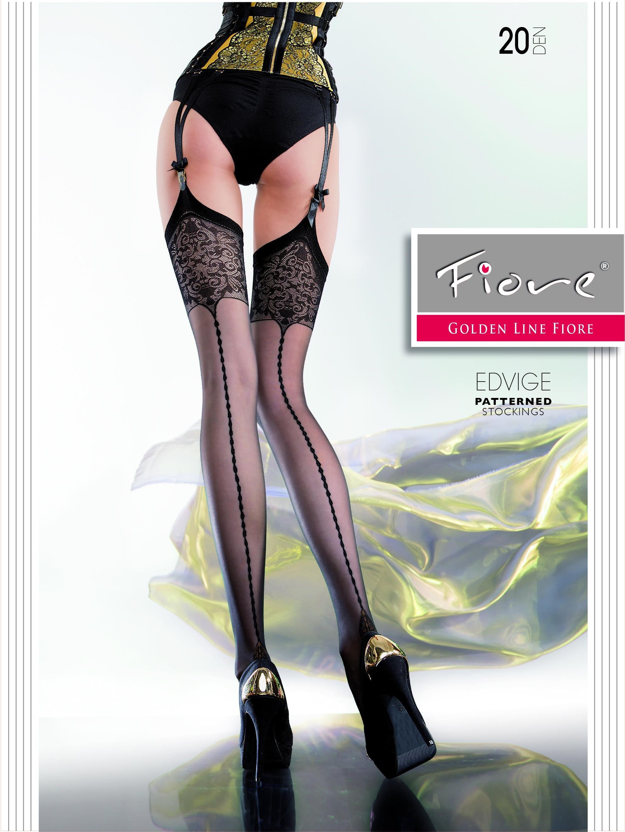 Image of Luxury  Denier Vintage Style Black Seamed Stockings - "Edvige'