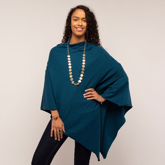 Ladies Super Soft Feel Poncho Shawl Black Grey Pink - Etsy New Zealand