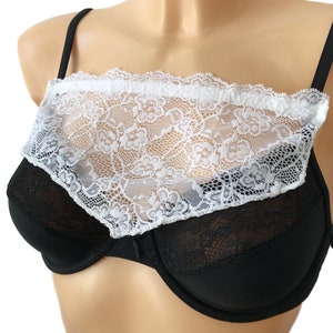 Modesty Panel Lace Bra Insert Instant Camisole Cleavage Cover Black Navy White Purple White