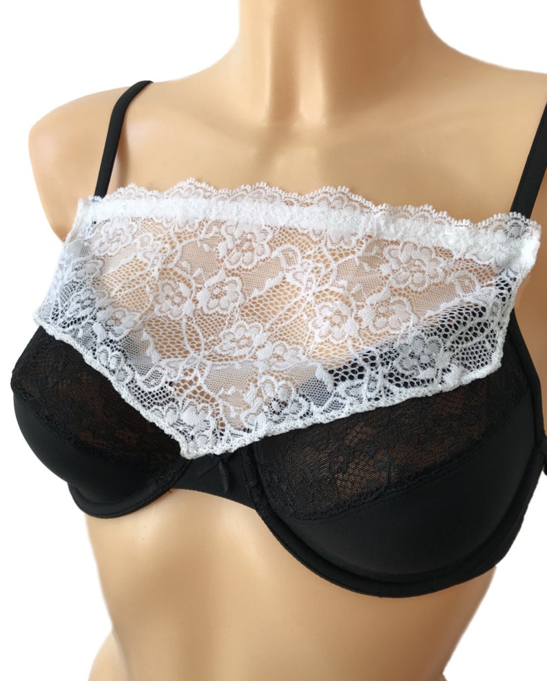 Modesty Panel Lace Bra Insert Instant Camisole Cleavage Cover Black Navy White Purple White