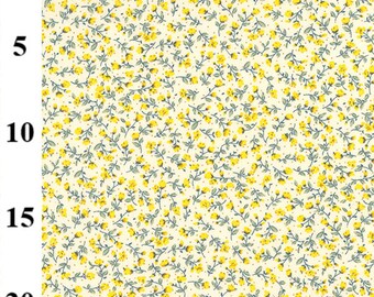 Cotton Fabric - Lemon Yellow Ditsy Floral - Craft Fabric Material Metre