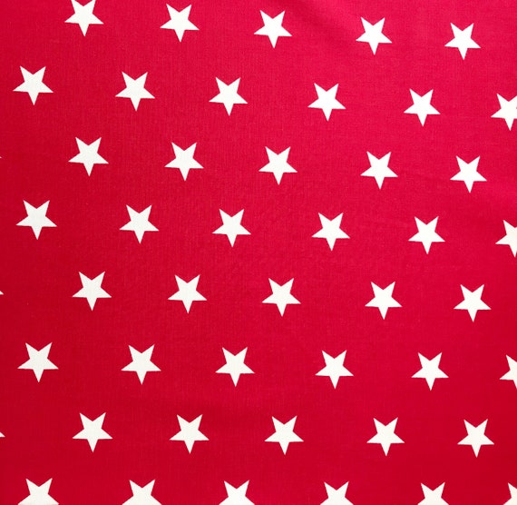 1 Metre Red with White Stars Rose /& Hubble Cotton Poplin Fabric Material