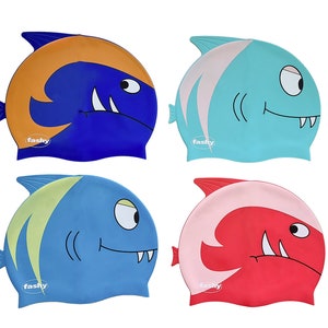 Zoggs Gorro de natación Junior Character Silicone Cap Shark Tiburón Azul  Niño