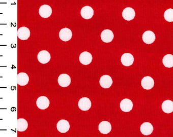 100% Cotton Fabric - Red & White Polka Dot Spot Print - Craft Fabric Material Metre
