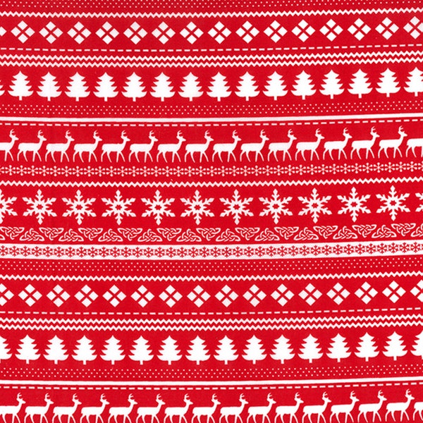 Nordic Snowflakes Red - Scandi Christmas - Christmas Fabric main image 1