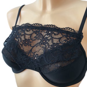 Modesty Panel Lace Bra Insert Instant Camisole Cleavage Cover Black Navy White Purple Black