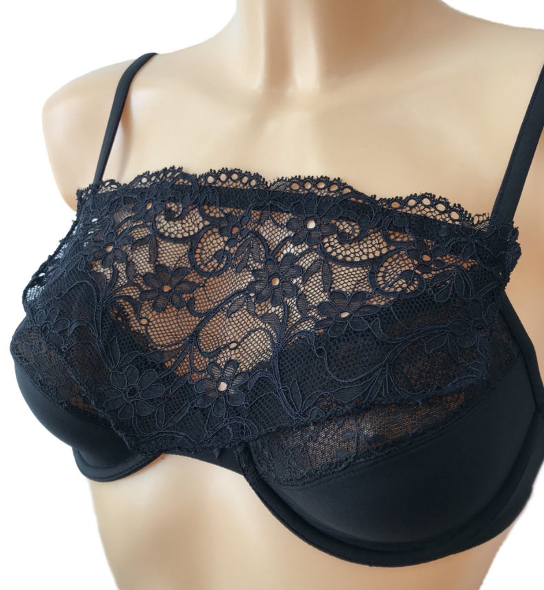 Modesty Panel Lace Bra Insert Instant Camisole Cleavage Cover Black Navy White Purple Black