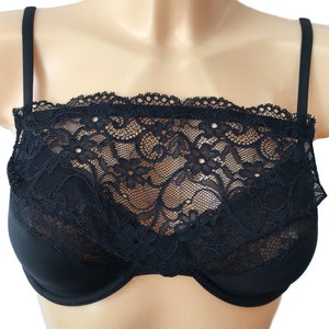 Modesty Panel Lace Bra Insert Instant Camisole Cleavage Cover Black Navy White Purple image 2