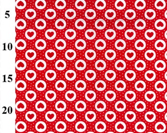100% Cotton Poplin Fabric - Red & White Love Hearts on Red - Craft Fabric Material by the Metre (CP0883RED)