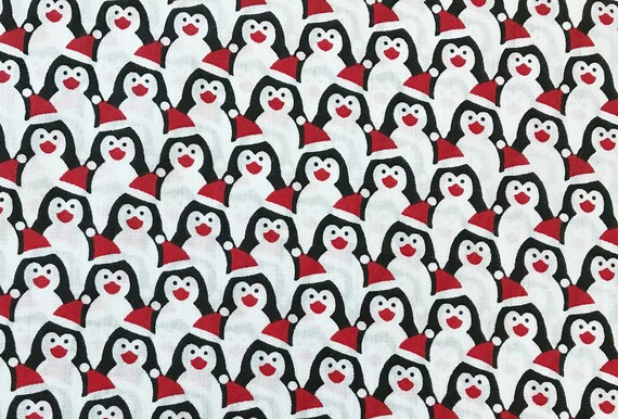 polycotton fabric Christmas Dancing Penguins