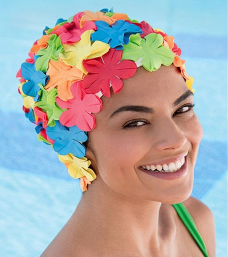 Retro Style Swim Cap Fashy Swimming Hat Multicoloured Etsy UK