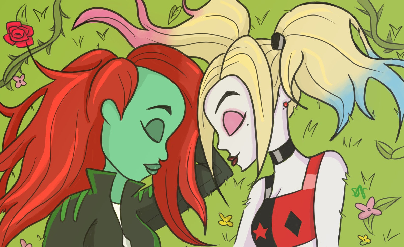 Harlivy in the Field Comics Cartoons Sapphic LGBT Harley Quinn Etsy