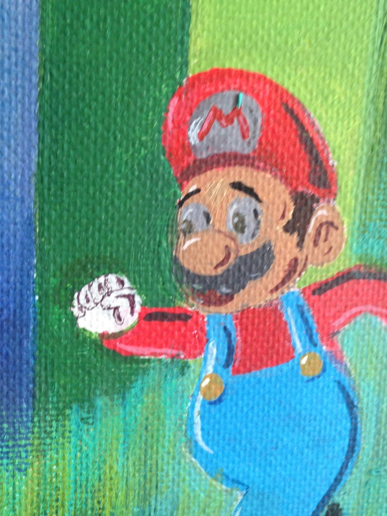 Retro Goomba Chasing Mario 9 x 12 canvas Etsy