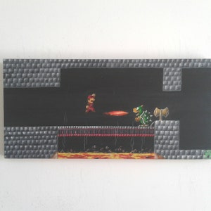 Super Mario Bowser Level, 9&quot; x 19&quot;, acrylic on wood, 1.36 kg