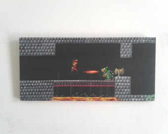 Super Mario Bowser Level, 9" x 19", acrylic on wood, 1.36 kg