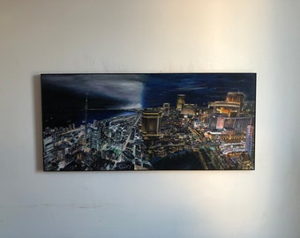 Toronto + Las Vegas Cityscape, 22.5” x 49”, styrofoam (FRAMED), 2017 (shipping will be calculated after purchase!)