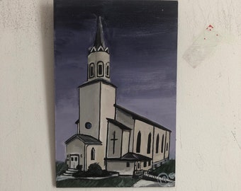 Church, 6.5" x 10", hardboard panel, 2018