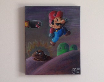 Mario Stomps on Goomba, 8" x 10", canvas, 2015