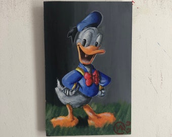 Donald Duck, 6.5" x 10", hardboard panel, 2018